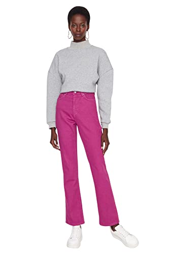 TRENDYOL Damen Trendyol Herren Hoher Bund Flared Jeans, Fuchsia, 40 EU von TRENDYOL