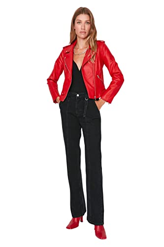 TRENDYOL Damen Trendyol Herren Hoher Bund Weites Bein der 90er Jeans, Anthrazit, 38 EU von TRENDYOL