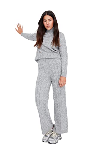 TRENDYOL Damen Trendyol Herren Loungewear Mittlerer Bund Figurbetont Hose Pants, Grau, M EU von TRENDYOL