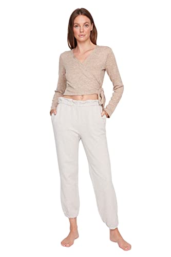 TRENDYOL Damen Trendyol Herren Loungewear Mittlerer Bund Jogginghose Sweatpants, Beige, L EU von TRENDYOL