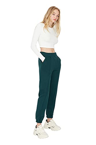 TRENDYOL Damen Trendyol Herren Mittlerer Bund Jogger Jogginghose Sweatpants, Emerald Green, XL EU von TRENDYOL