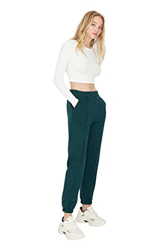 TRENDYOL Damen Trendyol Herren Mittlerer Bund Jogger Jogginghose Sweatpants, Emerald Green, XS EU von TRENDYOL