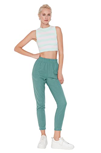 TRENDYOL Damen Trendyol Herren Mittlerer Bund Jogger Jogginghose Sweatpants, Grün, XL EU von TRENDYOL
