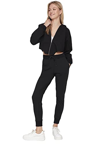 TRENDYOL Damen Trendyol Herren Mittlerer Bund Jogginghose Sweatpants, Schwarz, S EU von TRENDYOL
