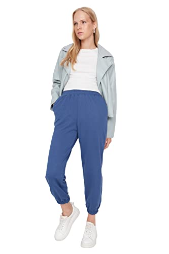 TRENDYOL Damen Trendyol Herren Mittlerer Bund Loose Jogger Jogginghose Sweatpants, Indigoblau, XS EU von TRENDYOL