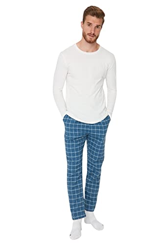 TRENDYOL Damen Trendyol Herren Unifarben Mitte Gestrickt T-shirt-hose Pyjama Pajama Set, Ecru, L EU von TRENDYOL