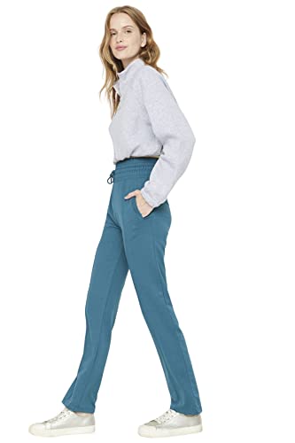 TRENDYOL Damen Trendyol Herren Young Mittlerer Bund Straight Jogginghose Sweatpants Normal Waist Knit Straight Teal Sweatpants, Teal, M von TRENDYOL