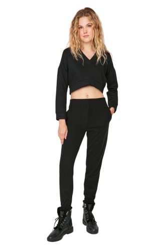 TRENDYOL Damen Trendyol Joggingbroek voor heren met gemiddelde tailleband Sweatpants, Schwarz, M EU von TRENDYOL