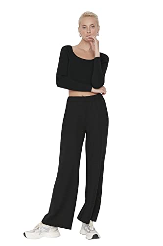 TRENDYOL Damen Trendyol Joggingbroek voor heren met middelhoge tailleband Sweatpants, Schwarz, M EU von TRENDYOL