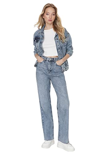 TRENDYOL Frau Hoher Bund Straight Leg Weites Bein der 90er Jeans von TRENDYOL