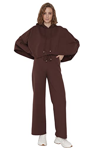 TRENDYOL Damen Trendyol Men's Loungewear Medium Waistband Regular Jogging Bottoms Sweatpants, Braun, S EU von TRENDYOL