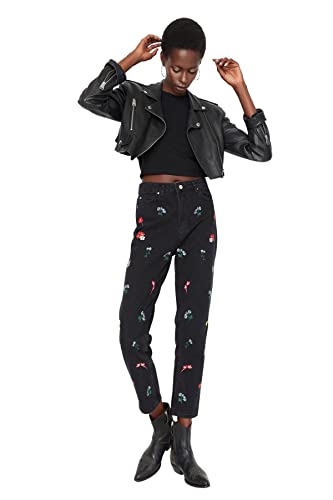 TRENDYOL Damen Trendyol Mom Men's High Waisted Jeans, Anthrazit, 36 EU von TRENDYOL