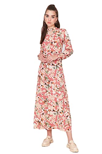 TRENDYOL Damen Trendyol Woman Midi Shift V-ausschnitt Gestrickt Kleid, Multi-color, L EU von TRENDYOL