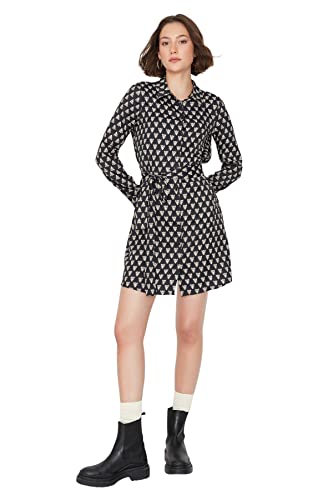TRENDYOL Damen Trendyol Woman Midi Shirt Dress Polo Neck Woven Dress Kleid, Schwarz, 38 EU von TRENDYOL