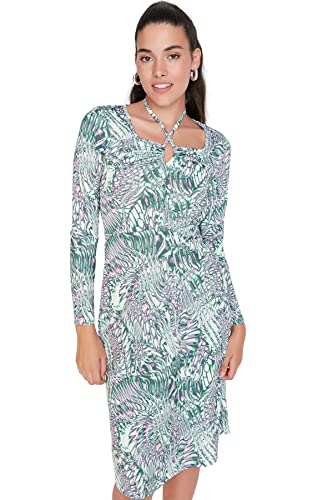 TRENDYOL Damen Trendyol Woman Mini Shirt Dress Peter Pan Collar Woven Dress Kleid, Grün, XL EU von TRENDYOL