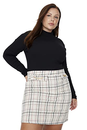 TRENDYOL Damen Trendyol Women's Large Sizes Mini Bodycone A-line Woven Fabric Large Sizes in Skirt, Multi-color, 46 Große Größen EU von TRENDYOL