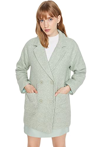 TRENDYOL Damen Trendyol Women's Oversize Double Breasted Plain Woven Fabric Coat, Mint, 38 EU von TRENDYOL