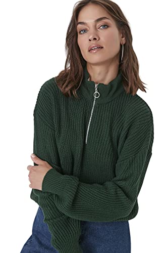 Trendyol Damen Twoaw22kz0756 Sweatshirt, smaragdgrün, L von TRENDYOL