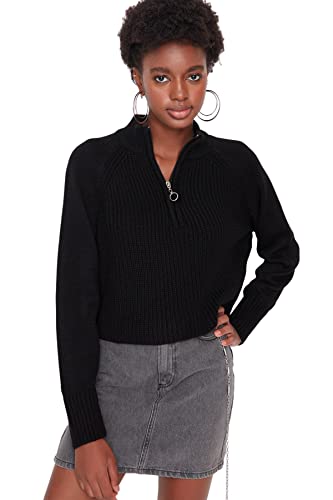 TRENDYOL Damen Twoaw22kz1632 Sweatshirt, Schwarz, S EU von TRENDYOL