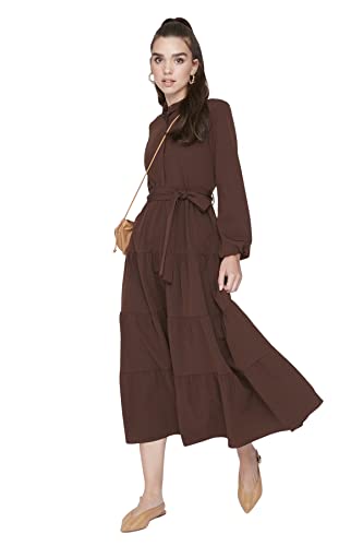 TRENDYOL Damen Twoaw23el00503/Mavi Kleid, Dark Brown, 42 EU von TRENDYOL