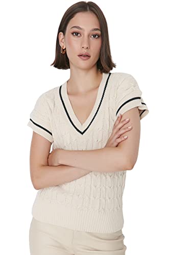 TRENDYOL Damen Twoaw23sv0003/Bej Sweater, Beige, L EU von TRENDYOL