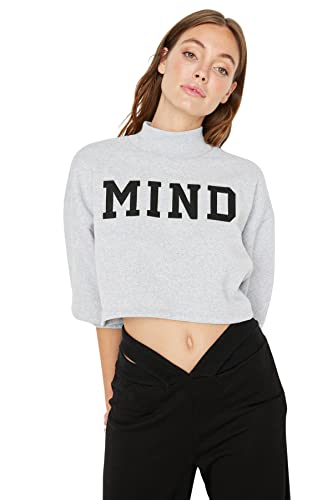 TRENDYOL Damen Twoaw23sw00247/Gri Sweatshirt, Grau, M EU von TRENDYOL