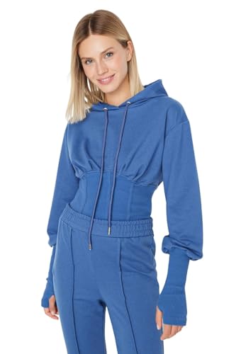TRENDYOL Damen Twoaw23sw00750/Indigo Sweatshirt, Indigo, XS EU TRENDYOL Damen Twoaw23sw00750/Indigo Sweatshirt, Indigo, XS EU von TRENDYOL