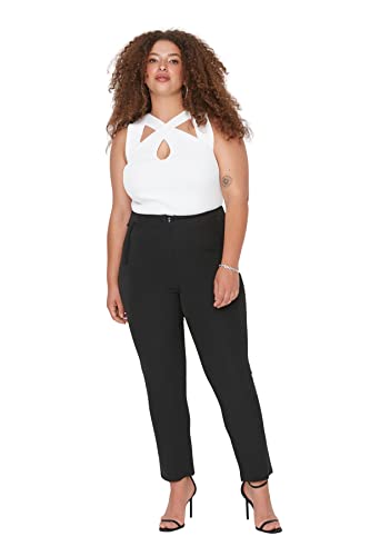TRENDYOL Damen Plus Size High Waist Cigarette Pants Plus Size Pants Hose Täglich, Schwarz, 50 TRENDYOL Damen Plus Size High Waist Cigarette Pants Plus Size Pants Hose Täglich, Schwarz, 50 von TRENDYOL