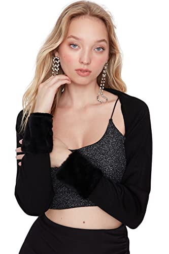 TRENDYOL Damen V-Neck Plain Fitted Cardigan Pullover, Schwarz, 60 TRENDYOL Damen V-Neck Plain Fitted Cardigan Pullover, Schwarz, 60 von TRENDYOL