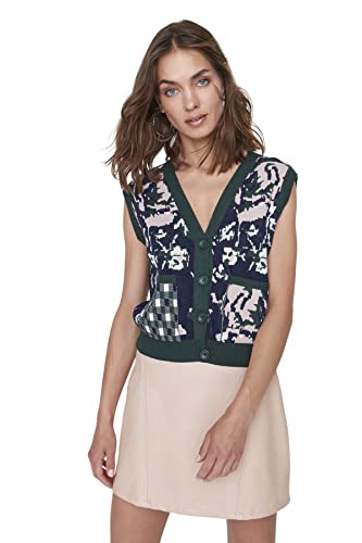 TRENDYOL Damen V-neck Plain Regular Vest Sweater, Smaragdgrün, S EU von TRENDYOL