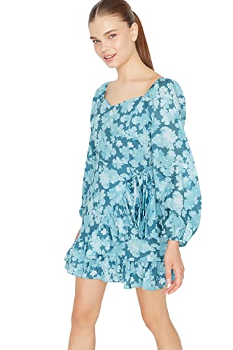 TRENDYOL Damen Woman Design Midi Jile V-Neck Knitwear Dress Kleid, Schwarz, 34 von TRENDYOL