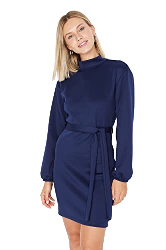 Trendyol Damen Woman Midi Standard U-Boot Gestrickt Kleid, Indigo, XS von TRENDYOL