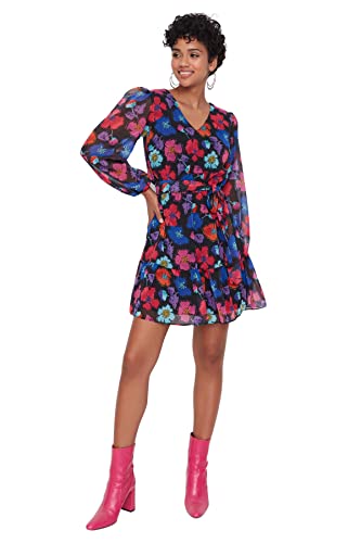 TRENDYOL Damen Woman Mini A-line V-Neck Woven Dress Kleid, Schwarz, 42 von TRENDYOL