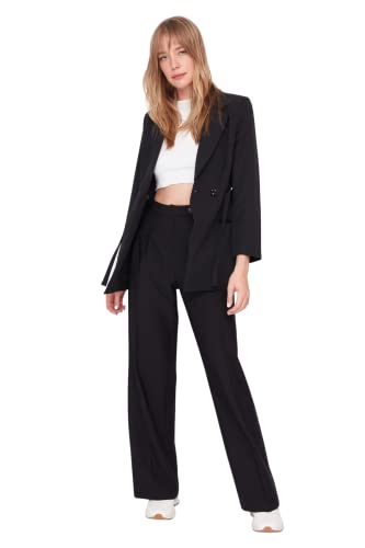 TRENDYOL Damen Woman Normal Waist Wide Leg Trousers Pants, Schwarz, 38 von TRENDYOL
