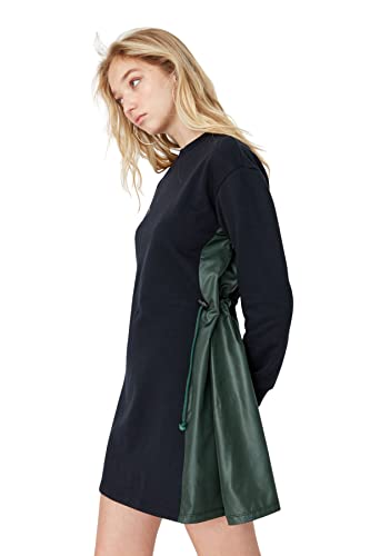 TRENDYOL Damen Woman Übergröße Midi Bodycon Karrée-Ausschnitt Trikot Größen Kleid, Navy Blau, XXL von TRENDYOL