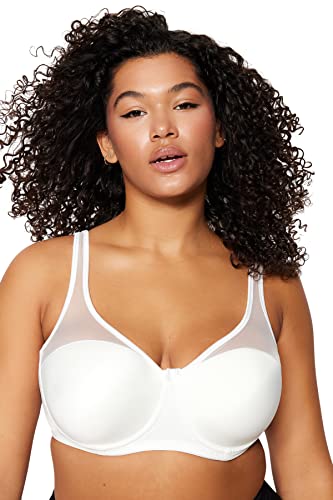 Trendyol Damen Women Balcony Bra Balconette Knit Plus Size BH, Durchsichtig, Ecru, 90 von TRENDYOL