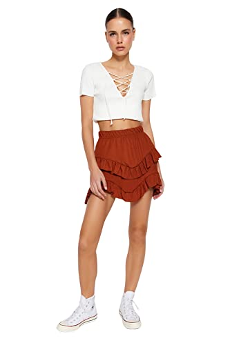 TRENDYOL Damen Women Ruffle Hem Knit Skirt Baby Rock, Tile, S von TRENDYOL