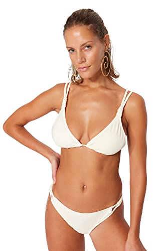 TRENDYOL Damen Women Triangle Knit Bikini Top Baby Badebekleidung, Ecru, 40 von TRENDYOL