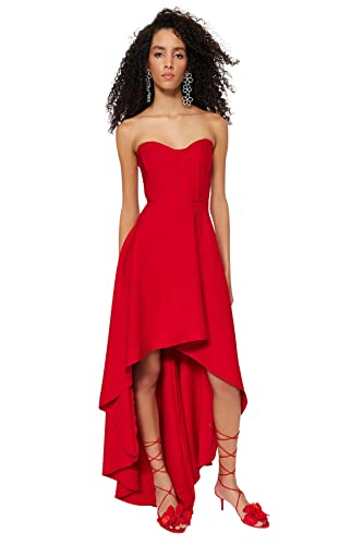 TRENDYOL Damen Women Woven Evening Dress Skater Regular Fit gewebtes Abendkleid, Rot, S von TRENDYOL