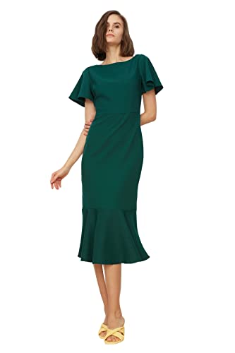 Trendyol Damen Women Wrapover Regular Fit Woven Dress Basics Midi Wickelkleid mit normaler Passform, Green, 42 Trendyol Damen Women Wrapover Regular Fit Woven Dress Basics Midi Wickelkleid mit normaler Passform, Green, 42 von TRENDYOL