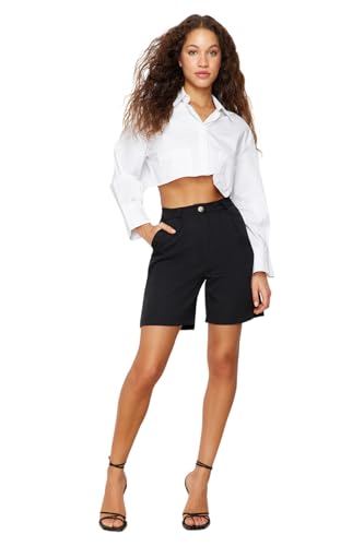 Trendyol Damen Women Young High Waist Straight Leg Regular fit Shorts Pants, Black, L Trendyol Damen Women Young High Waist Straight Leg Regular fit Shorts Pants, Black, L von TRENDYOL