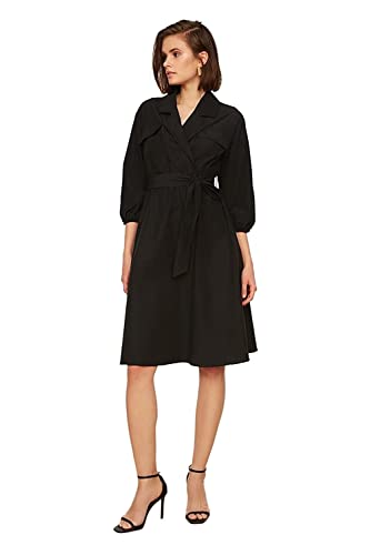 Trendyol Damen Women line Regular fit Woven Dress Midi-A-Linien-Webkleid mit normaler Passform, Green, 42 von TRENDYOL