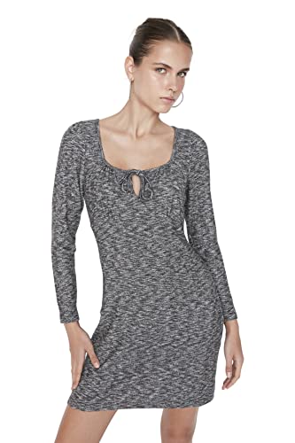 TRENDYOL Damen Yumoş Mini Knitting Dress Kleid, Grau, XS EU von TRENDYOL