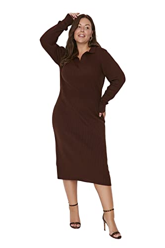 TRENDYOL Damen tbbaw23ah0002/camel Kleid, Dunkelbraun, 5XL Große Größen EU von TRENDYOL