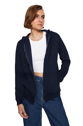 TRENDYOL Damen Kapuzensweatshirt in Oversize-Optik Sweatshirt, Navy Blau, M von TRENDYOL