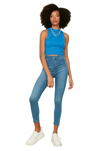 TRENDYOL Damen Trendyol High Waist Skinny Jeans, Blau, 42 EU von TRENDYOL