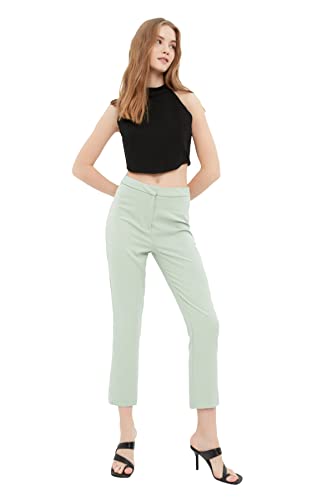 Trendyol Women's Zigarettenspanzer. Pants, Green, 40 von TRENDYOL