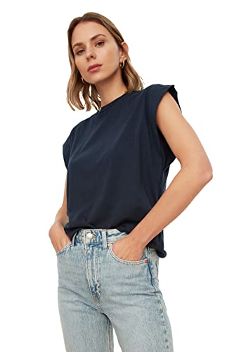 TRENDYOL Damen Trendyol T-shirt mit Sleeveless Basic T-Shirt Westlich, Navy, M von TRENDYOL