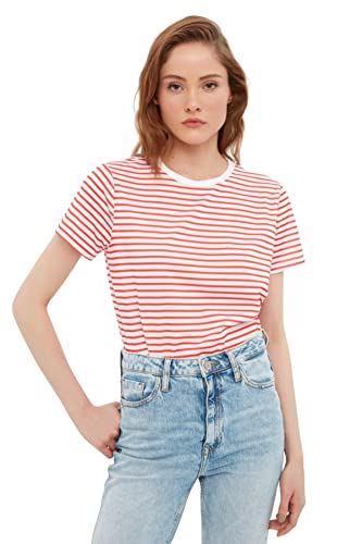 TRENDYOL Damen Trendyol Women's Basic Regular Standard Crew Neck Knit T-shirt Hemd, Rot, XL EU von TRENDYOL