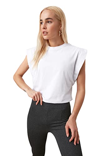 TRENDYOL Damen Trendyol T-shirt mit Sleeveless Basic T-Shirt Westlich, Weiß, L von TRENDYOL